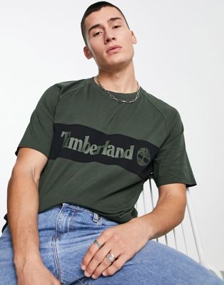 T-shirts et débardeurs Timberland - T-shirt effet coupé cousu - Vert foncé