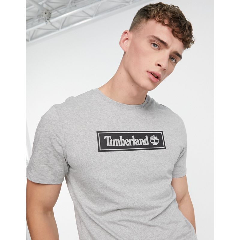 twHDx Activewear Timberland - T-shirt grigia con logo lineare