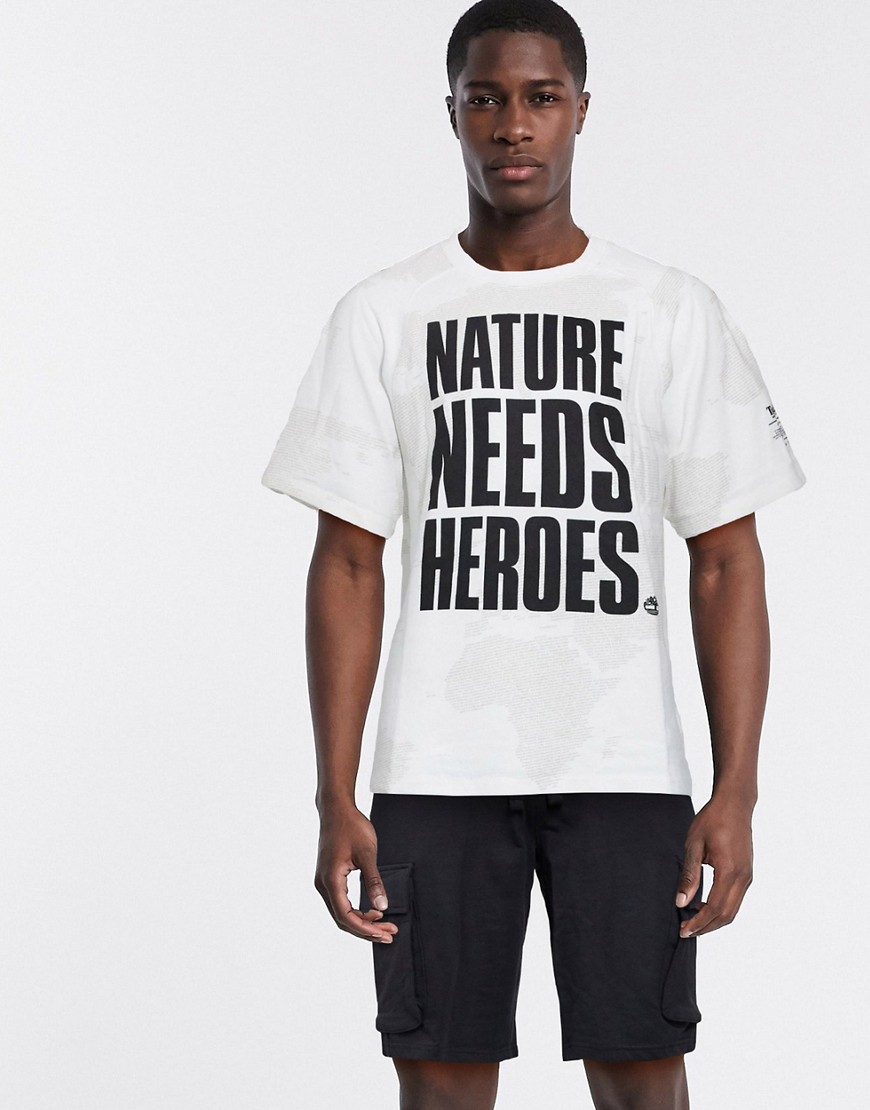 Timberland – T-shirt i oversize-modell-Vit