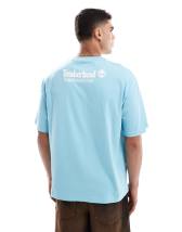 Timberland – T-Shirt in Blau mit „Rugged“-Rückenprint, exklusiv bei ASOS - view 1