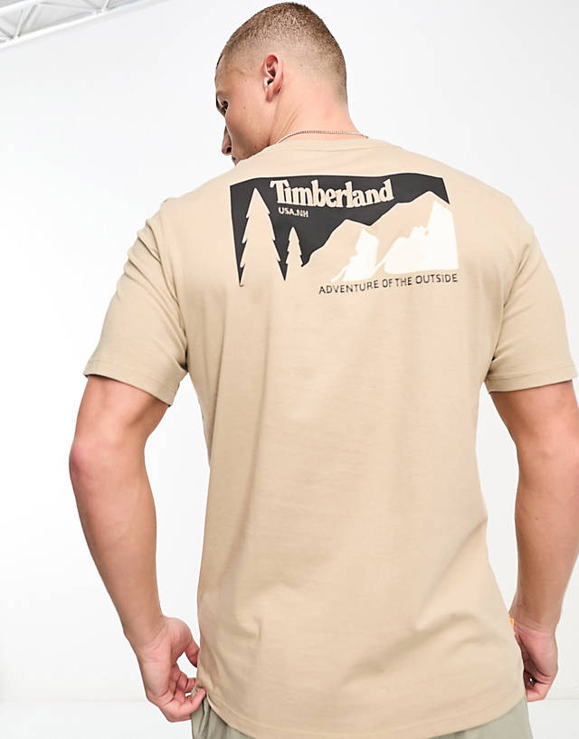 Timberland - t-shirt in mountain back print in beige