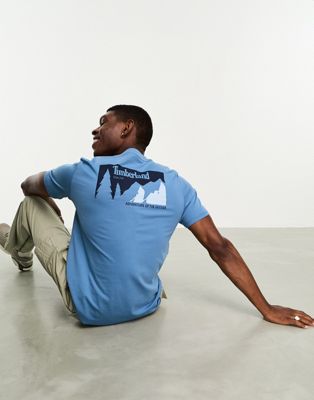 Timberland t-shirt in mountain back print in blue - ASOS Price Checker