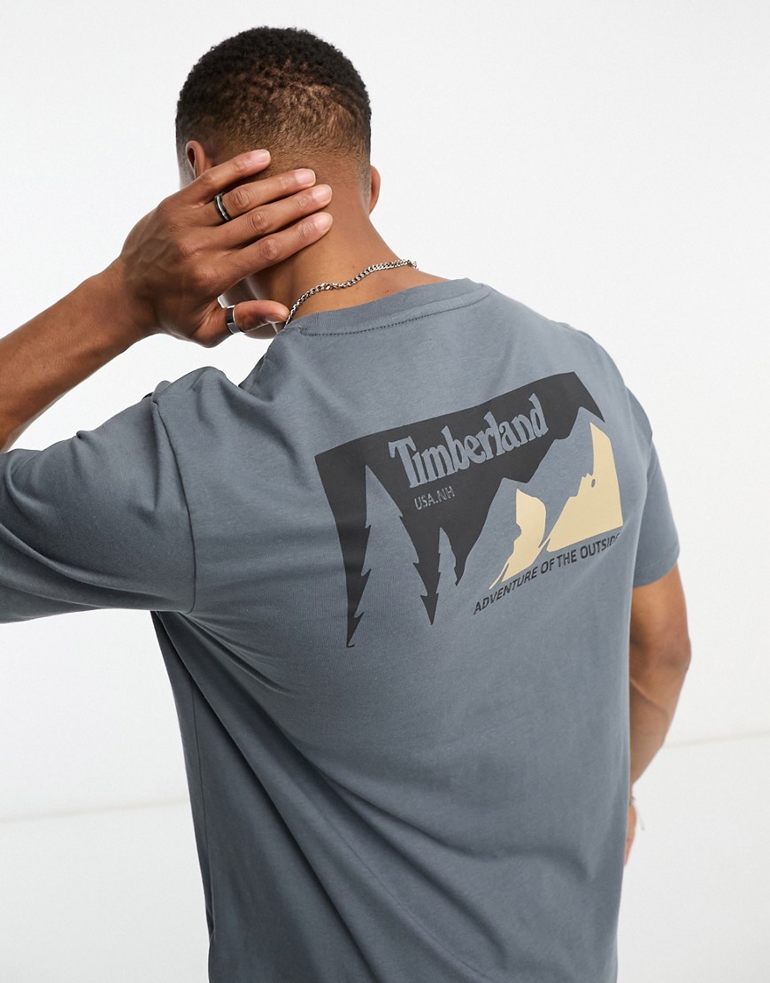 Timberland t-shirt in mountain back print in grey