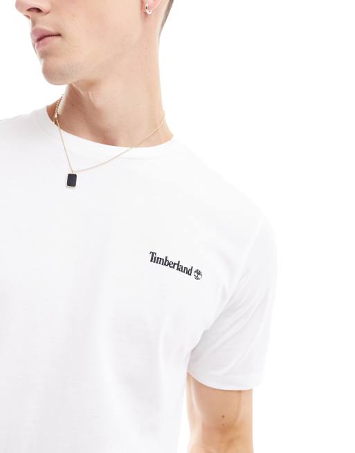 Timberland – T-Shirt in Weiß mit kleinem Logo-Schriftzug, 2 von 4