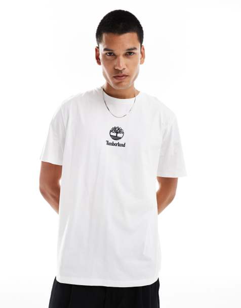 Timberland – T-Shirt in Weiß mit kleinem mittigen Logo - view 1