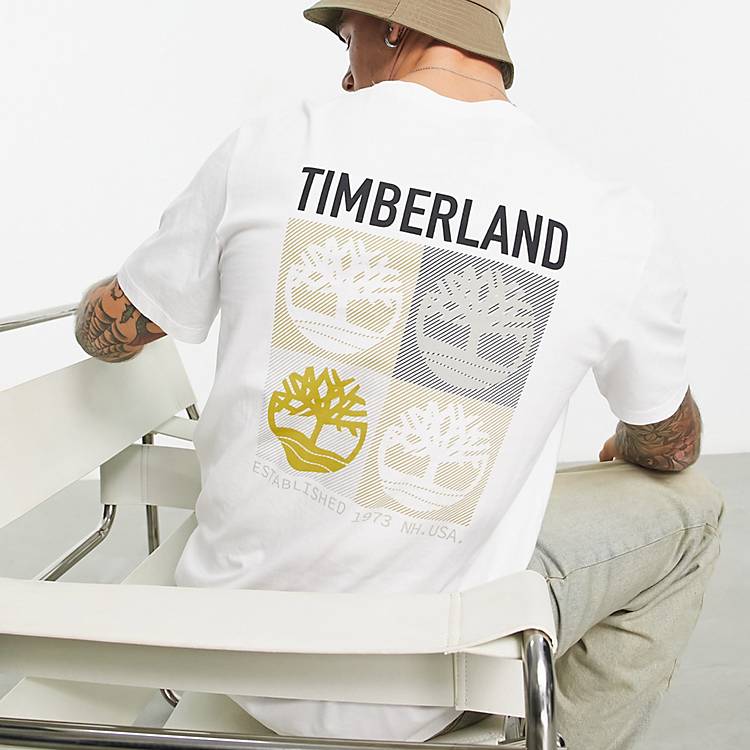 Timberland – T-Shirt in Weiß mit Logoaufdruck hinten | ASOS