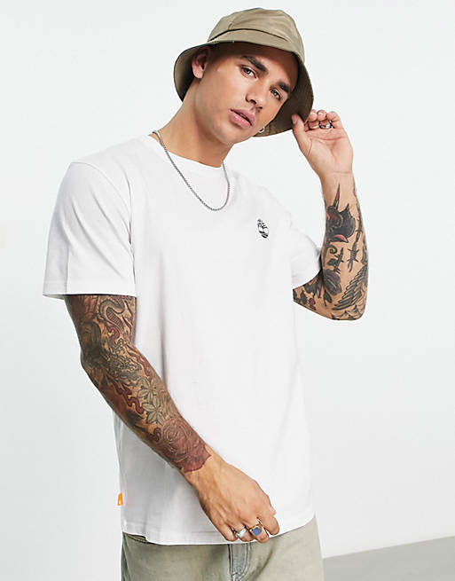 Timberland – T-Shirt in Weiß mit Logoaufdruck hinten | ASOS