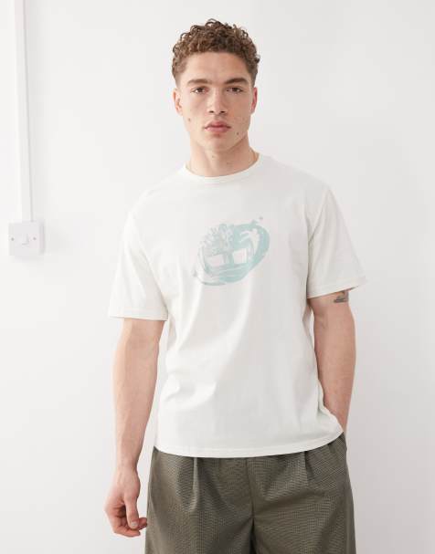 Timberland – T-Shirt in Weiß mit Logoprint auf der Brust - view 1
