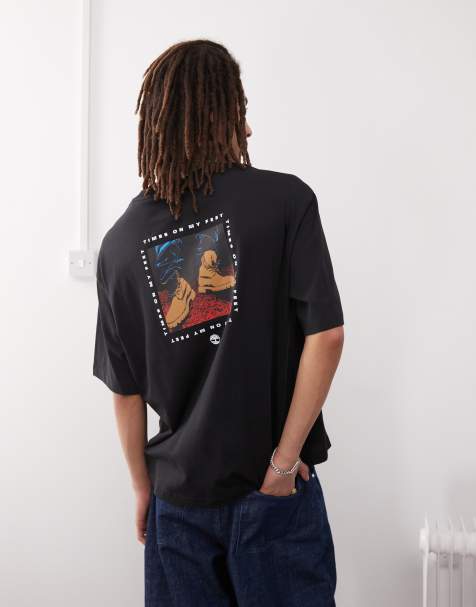 Timberland - T-shirt met grafische On My Feet-print in zwart - view 1
