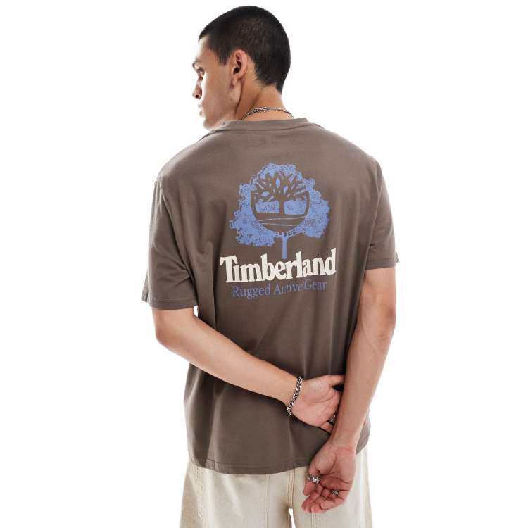Timberland T-shirt met groot logo op de achterkant in bruin ASOS