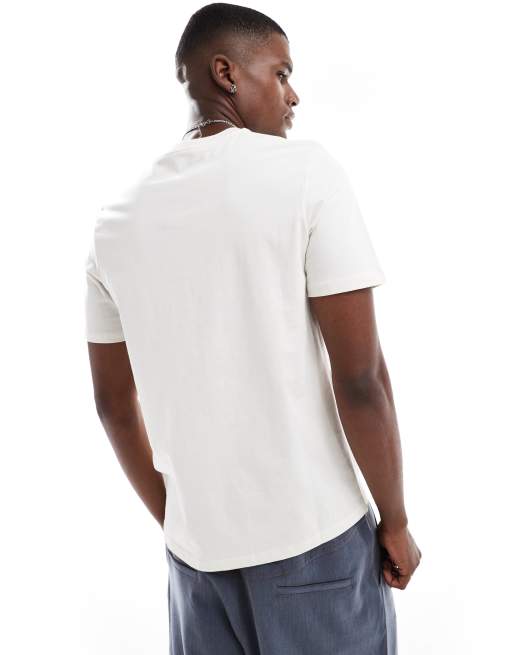 Timberland - T-shirt met klein geschreven logo in gebroken wit, 3 van 4
