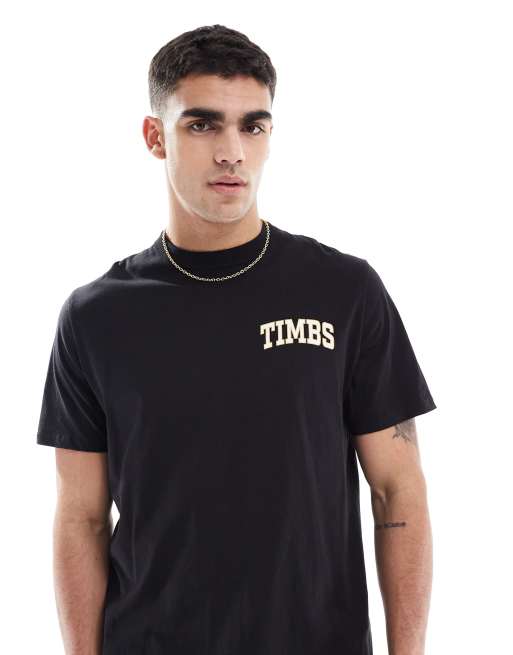 Timberland - T-shirt met korte mouwen en grafische Timbs-print op de borst in zwart