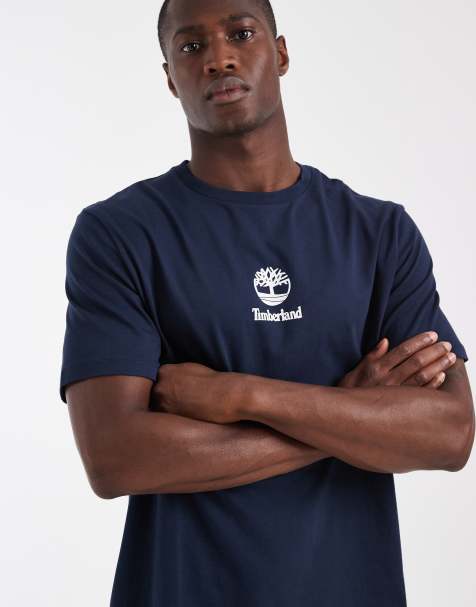 Timberland - T-shirt met korte mouwen en logo in donkerblauw - view 1