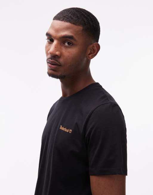 Timberland - T-shirt met logo op de borst in zwart, 4 van 5