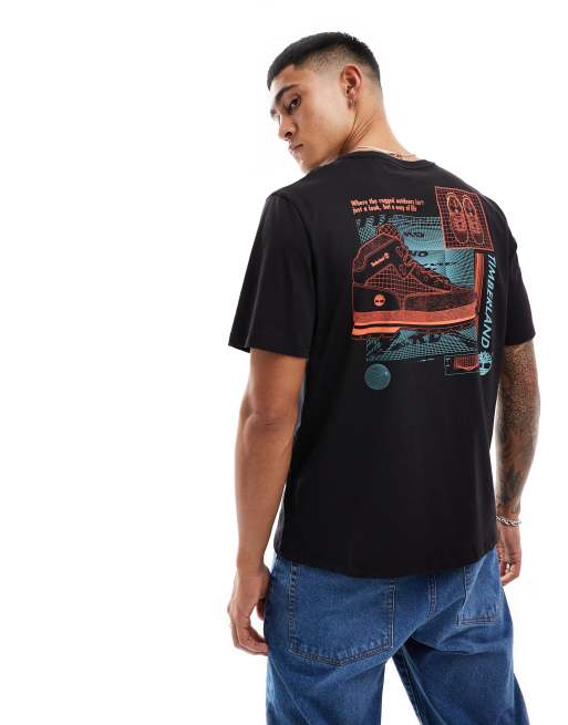 Timberland - T-shirt met print op de achterkant in zwart