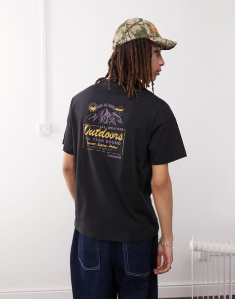 Timberland - T-shirt met print op de achterkant in zwart - view 1