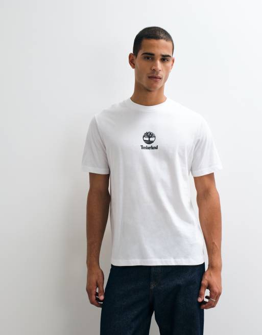 Timberland T-shirt met Print Stack-logo en korte mouwen in wit, 2 van 5
