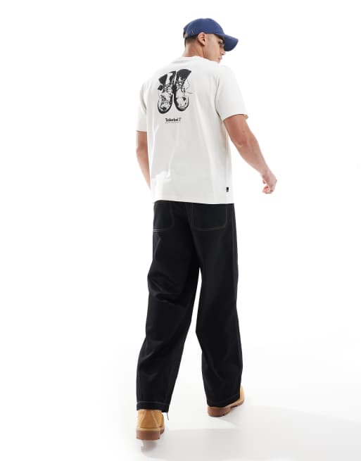 Timberland - T-shirt met slogan in vintage wit