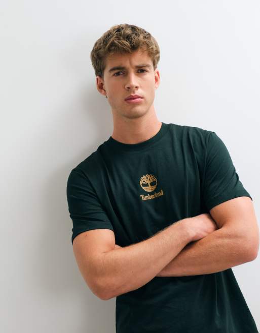 Timberland T-Shirt mit Print und Stack-Logo, kurzärmelig, in Scarab, 2 von 5