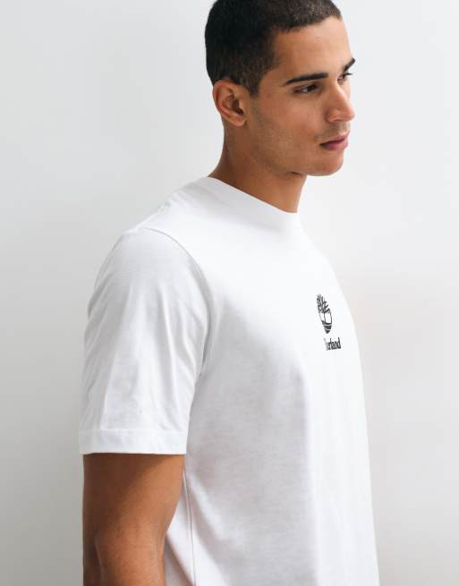 Timberland T-Shirt mit Print und Stack-Logo, kurzärmelig, in Weiß, 4 von 5