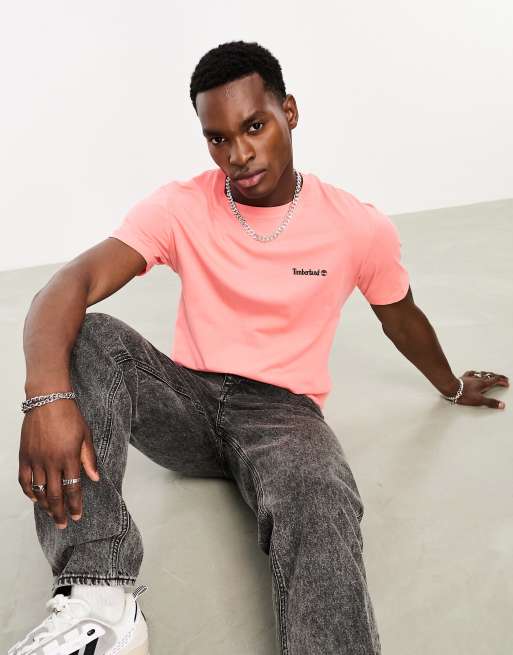 Timberland - T-shirt rosa con logo piccolo