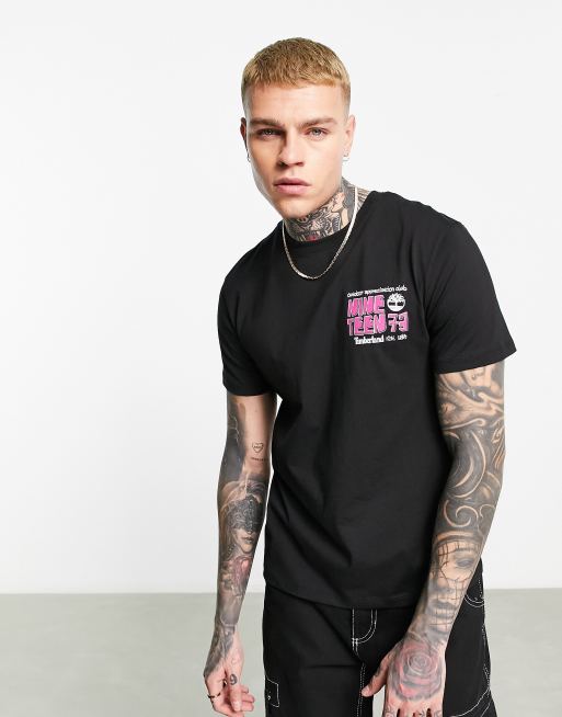 Timberland T-Shirt with History Back Print in Black