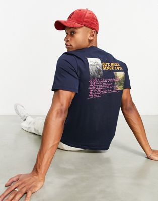 Timberland t-shirt with vintage graphic back print in navy - ASOS Price Checker