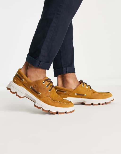 Timberland TBL Originals Ultra 3-Eye Moc Toe shoes in wheat tan | ASOS