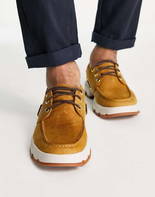 Timberland TBL Originals Ultra 3-Eye Moc Toe shoes in wheat tan