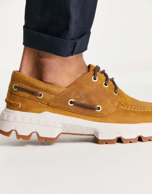 Timberland TBL Originals Ultra 3-Eye Moc Toe shoes in wheat tan | ASOS