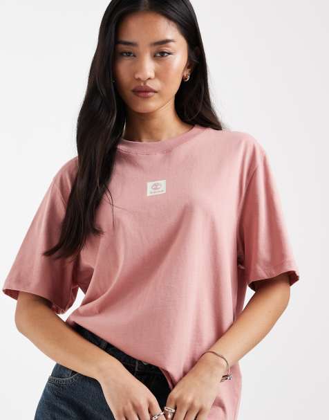 Timberland Timberland® stack logo short-sleeve t-shirt in ash rose - view 1