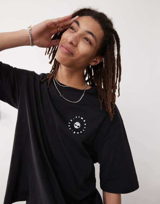 Timberland – Timbs – Svart t-shirt i oversize med tryck baktill, 6 tum, 3 av 4