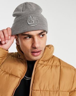Timberland Tonal 3D embroidery beanie in grey