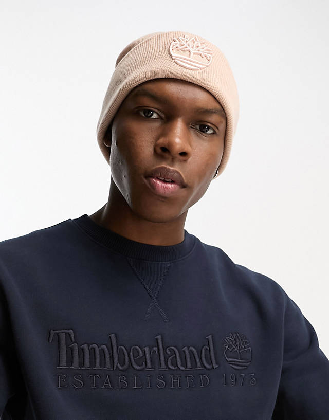 Timberland - tonal 3d embroidery beanie in pink