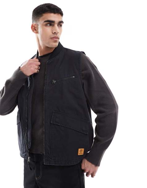 Timberland – Trägertop aus gewaschenem Canvas in Schwarz - view 1