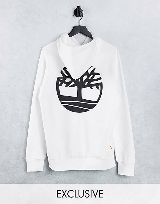 Timberland Tree back print hoodie in white Exclusive at ASOS