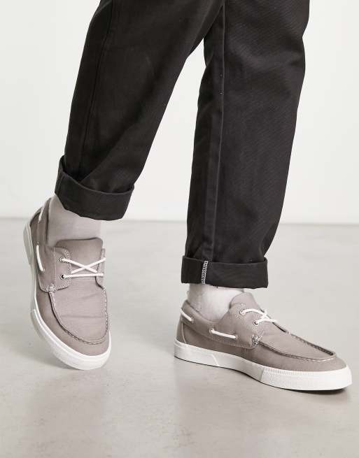 Grey canvas outlet boat shoes