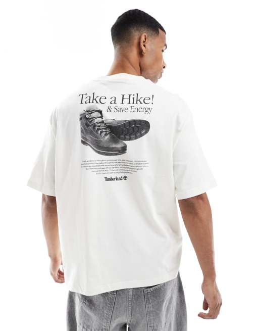Timberland – Vit t-shirt med Take a Hike-tryck baktill, exklusivt hos ASOS, 3 av 4