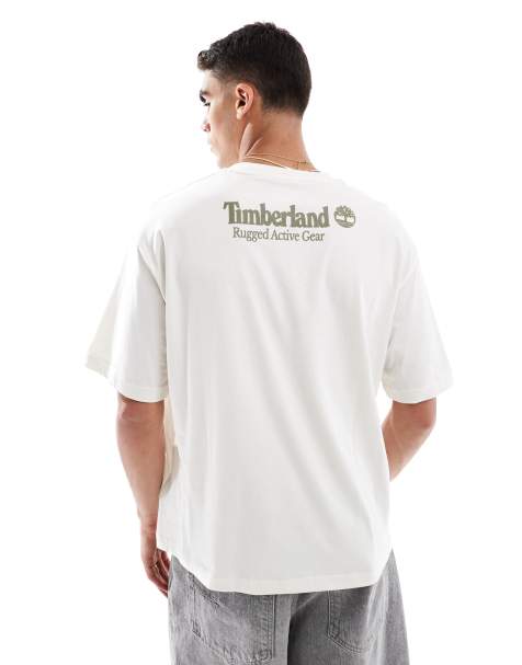 Timberland – Vit t-shirt med tryck baktill, exklusivt hos ASOS - view 1