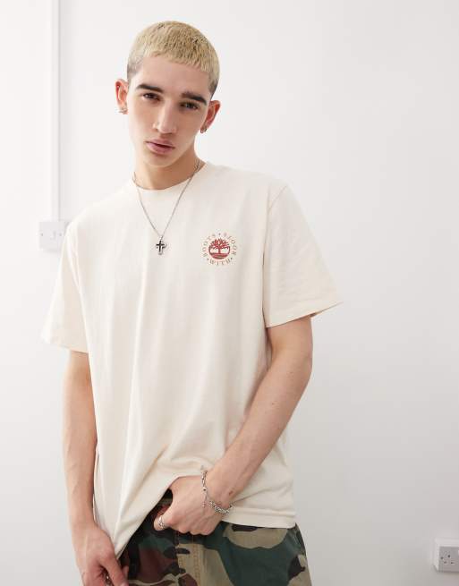 Timberland Washed Boot back print graphic tee in off-white
