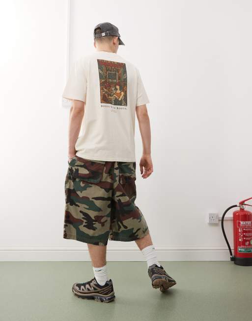 Timberland Washed Boot back print graphic tee in off-white
