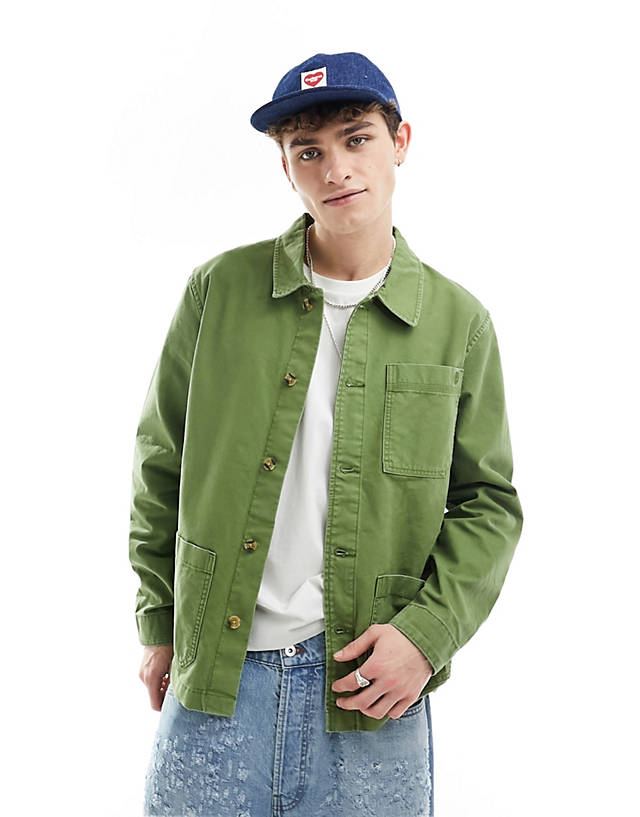 Timberland - washed canvas chore jacket in khaki