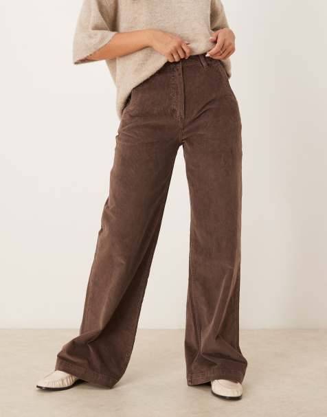 Timberland Washed corduroy wide-leg pant in chocolate brown