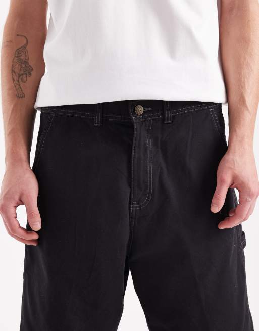 Timberland Washed duck canvas carpenter short in black, 4 of 5