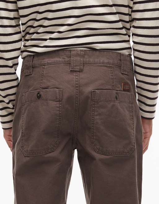 Timberland washed heavy canvas fatigue pocket loose fit pants in dark brown, 5 of 5