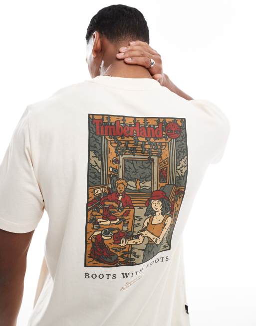 Timberland - Washed - T-shirt non tinta con grafica di laboratorio di stivali sul retro