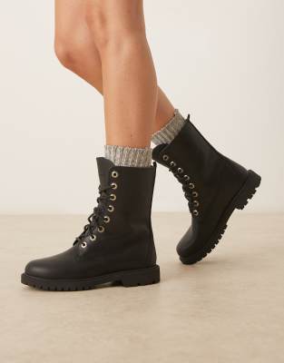 Timberland - Wasserfeste Schnürstiefel in genarbtem Schwarz, 8 Zoll