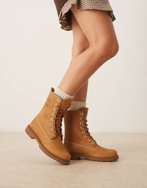 Timberland – Wasserfeste Schnürstiefel in genarbtem Weizenbraun, 8 Zoll, 2 von 4