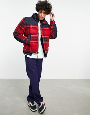 Timberland Welch Mountain Ultimated check puffer jacket in red