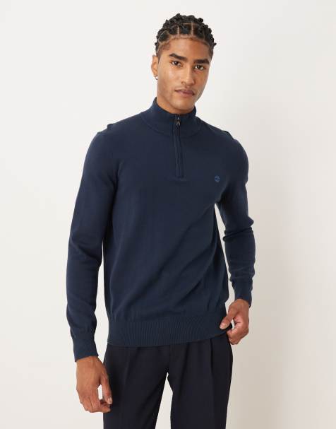 Timberland Williams river yarn-dyed 1/4-zip jumper in dark sapphire/dark denim - view 1